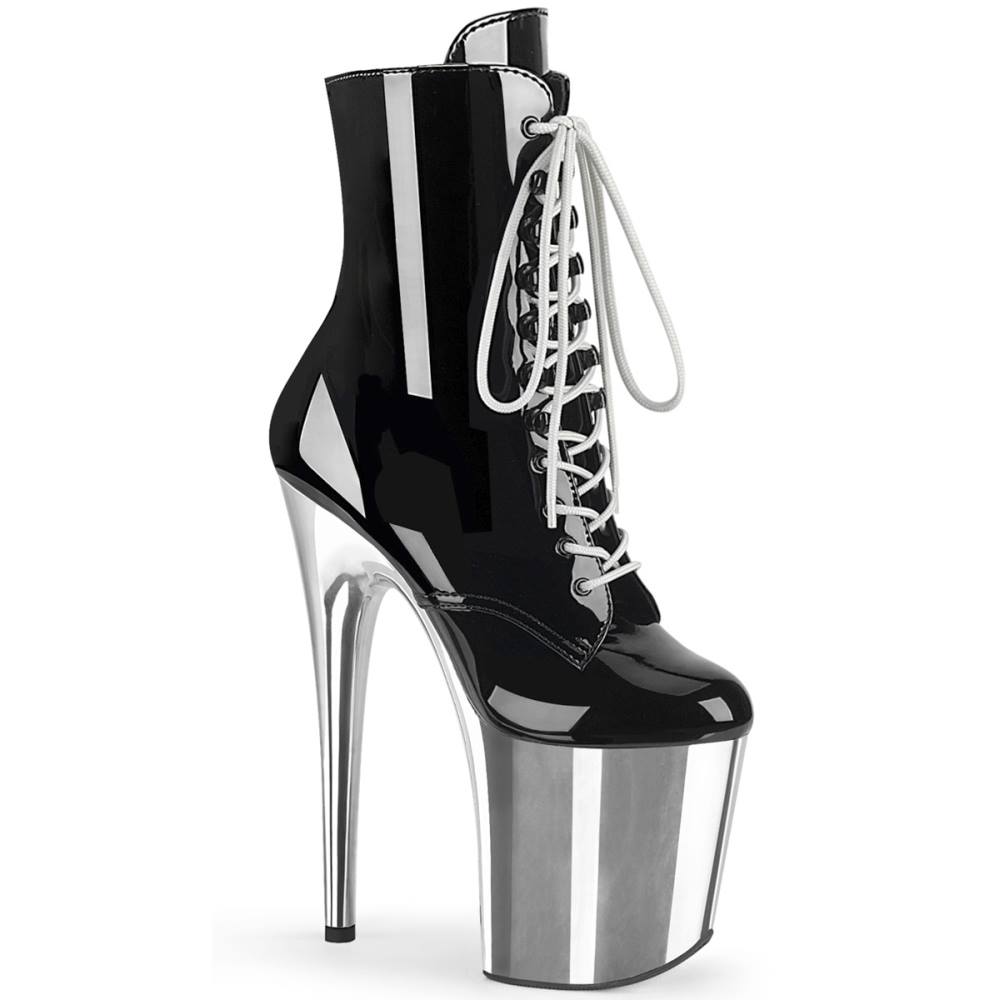 Pleaser - FLAMINGO1020 Platform Boots, Pole dance shoes - Pole dance shoes - Black/Silver coloured Product image